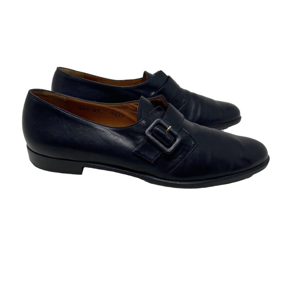 Salvatore Ferragamo Women's Black Monk Strap Oxfords sz 9.5 AAA Made In Italy